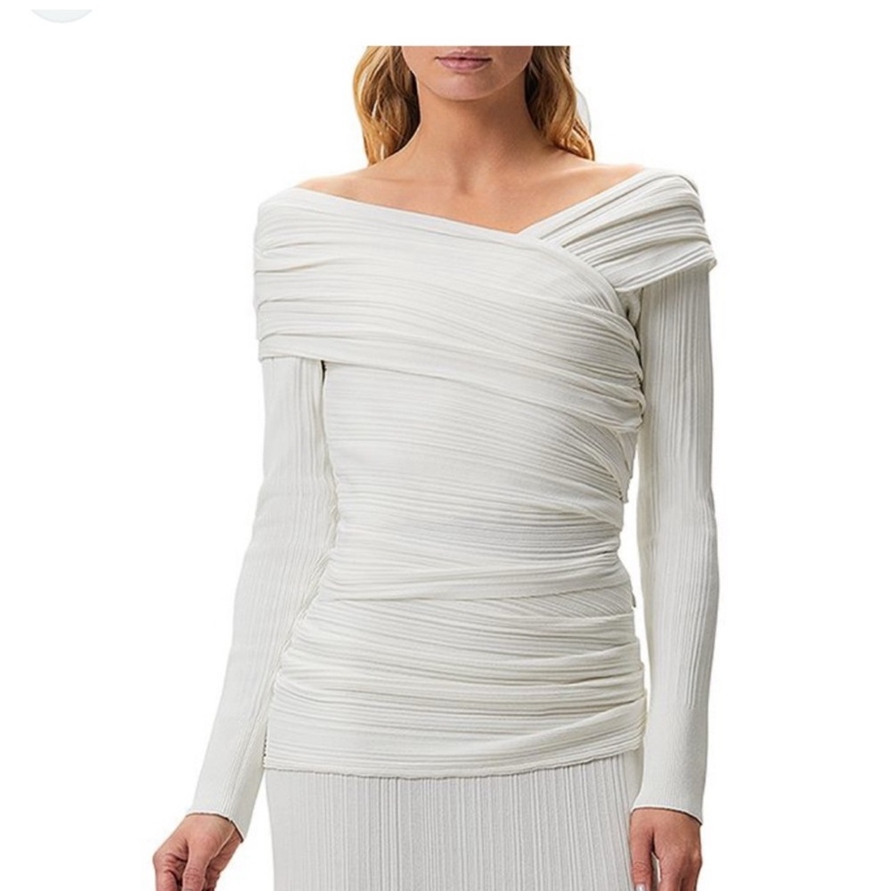 Herve Leger Draped Off Shoulder Top very elegant, new with tag.